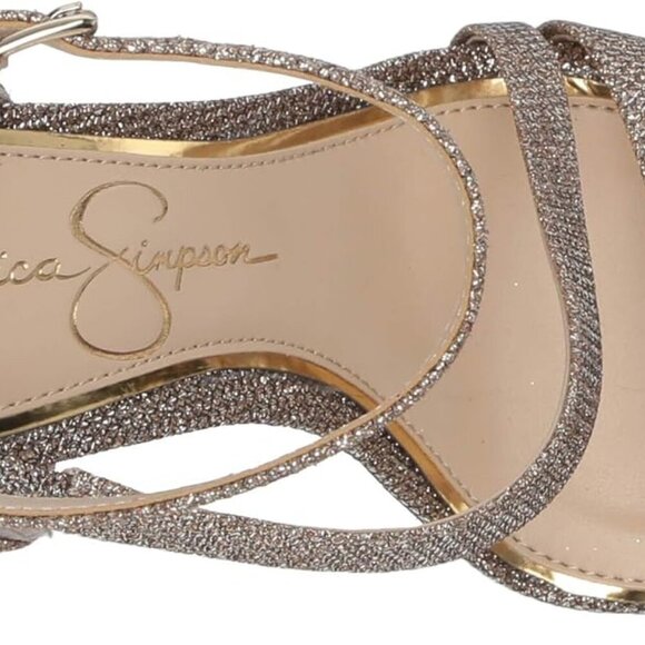 Womens High Heel Dress Sandals Gold 8 Stylish Rubber Sole Tpu Out - Picture 5 of 7